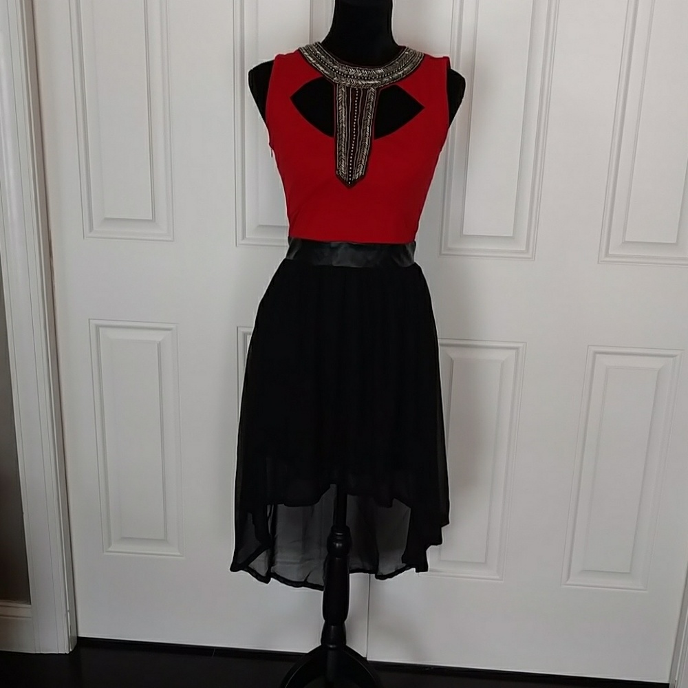 Unique Beaded Asymmetrical Hem dress size Medium